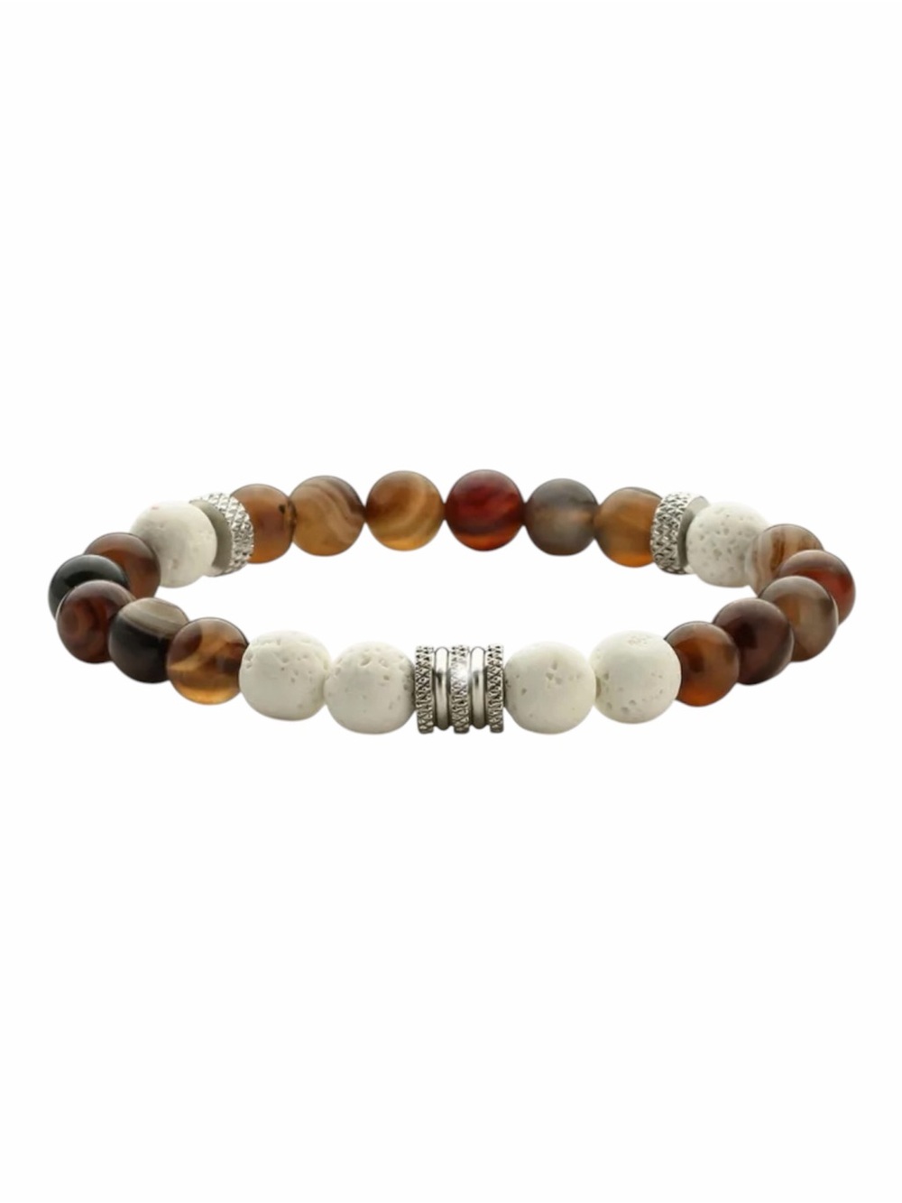UNISEX Natural Stone & Stainless Bead Stretch Bracelet NWT Set Pick One